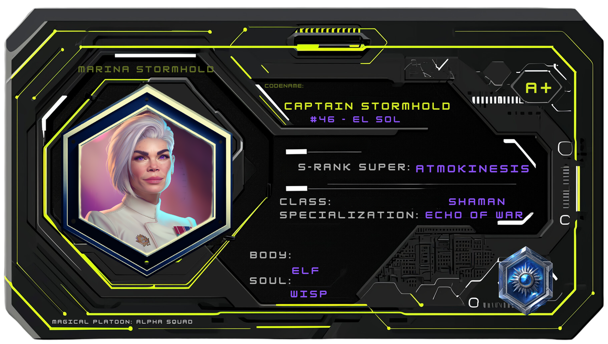 Reference ID card printed Marina Stormhold. Codename Captain Stormhold; isekai filename context