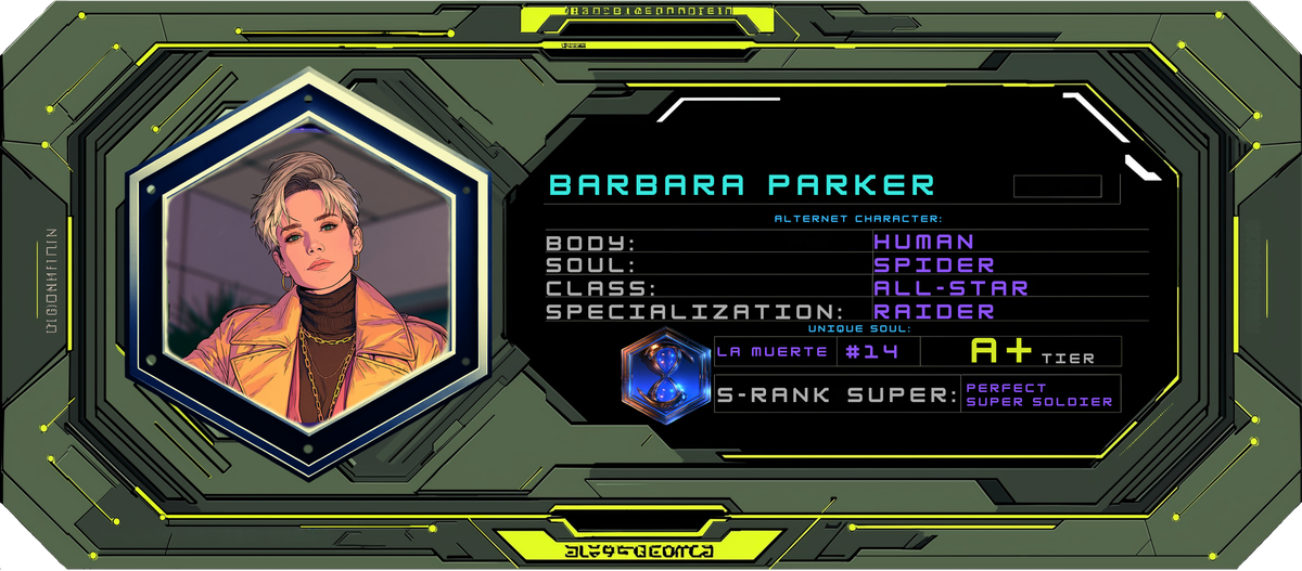Reference ID card printed Barbara Parker. Alpha Squad