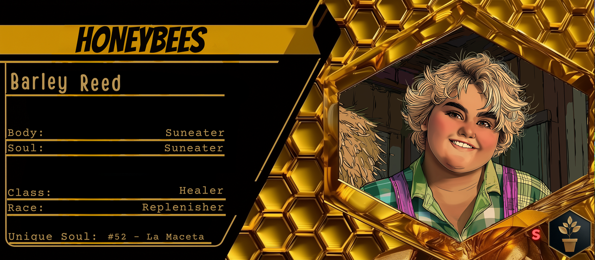 Reference ID card printed Barley Reed. Honeybees
