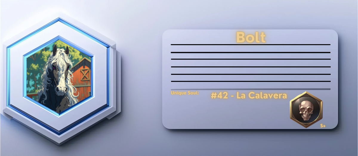 Reference ID card printed Bolt. Horse portrait