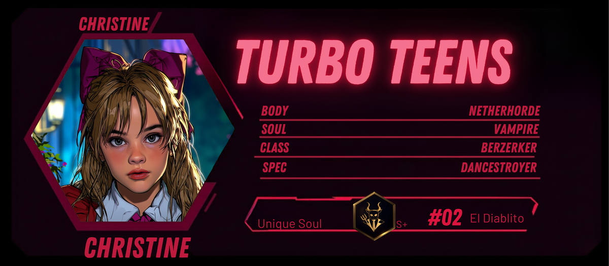Reference ID card printed Christine. Turbo Teens