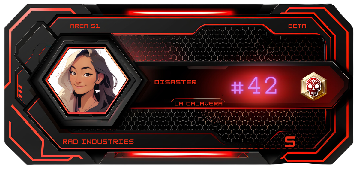 Reference ID card printed Disaster. Area 51; RAD Industries