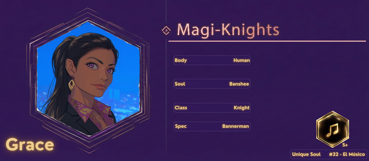 Reference ID card printed Grace. Magi-Knights