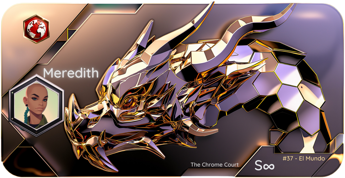 Reference ID card printed Meredith. The Chrome Court