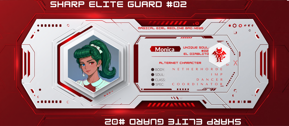 Reference ID card printed Monica. Sharp Elite Guard 02