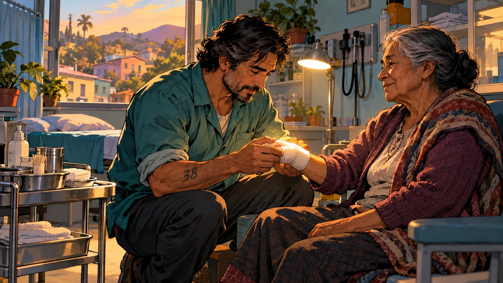A Curandera heals a patient’s hand.