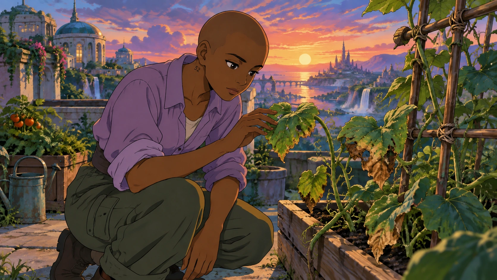 A Maceta communes with plants in a rooftop garden.