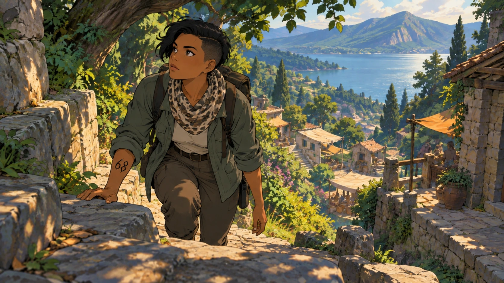 A Jaguar character study exploring a mountain path.